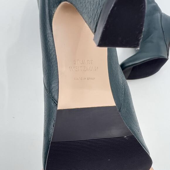 Stuart Weitzman Charlie Leather Knee-High Heeled Boots Women's 6.5 Green EUC - Picture 10 of 15
